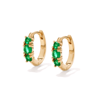 12mm Green Glass Huggies in 18kt Fine Gold Plated Sterling Silver Earrings Bevilles 