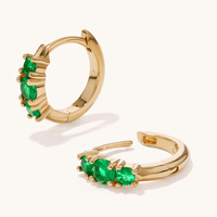 12mm Green Glass Huggies in 18kt Fine Gold Plated Sterling Silver Earrings Bevilles 