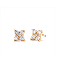 6mm Cubic Zirconia Flower Stud Earrings in 18kt Fine Gold Plated Sterling Silver Earrings Bevilles 