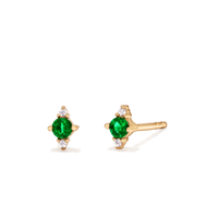 Cubic Zirconia Green Glass Tri Stud Earrings in 18kt Fine Gold Plated Sterling Silver Earrings Bevilles 
