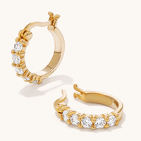 Cubic Zirconia 13mm Huggie Earrings in 18kt Fine Gold Plated Sterling Silver Earrings Bevilles 