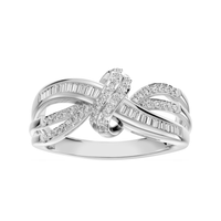 Knot Dress Ring with 0.33tw of Laboratory-Grown Diamonds in Sterling Silver and Platinum Rings Bevilles 
