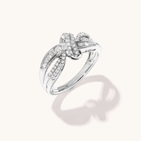 Knot Dress Ring with 0.33tw of Laboratory-Grown Diamonds in Sterling Silver and Platinum Rings Bevilles 