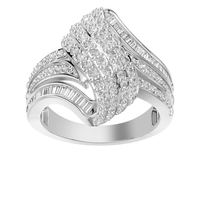 Swirl Dress Ring with 1.00tw of Laboratory-Grown Diamonds in Sterling Silver with Platinum Finish Rings Bevilles 