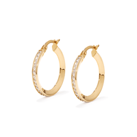 15mm Cubic Zirconia Channel Hoops in 9kt Bonded Gold Silver Filled Earrings Bevilles 