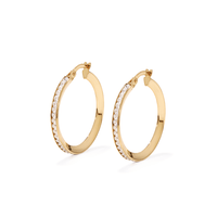 20mm Cubic Zirconia Channel Hoops in 9kt Bonded Gold Silver Filled Earrings Bevilles 