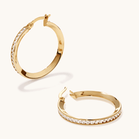 20mm Cubic Zirconia Channel Hoops in 9kt Bonded Gold Silver Filled Earrings Bevilles 