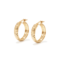Hammered Hoops in 9kt Bonded Gold Silver Filled Earrings Bevilles 