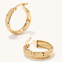 Hammered Hoops in 9kt Bonded Gold Silver Filled Earrings Bevilles 