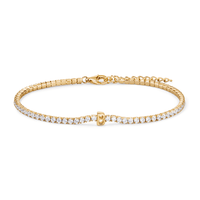 20cm Initial B Cubic Zirconia Tennis Bracelet in 18kt Fine Gold Plated Sterling Silver Bracelets Bevilles 