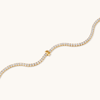 20cm Initial B Cubic Zirconia Tennis Bracelet in 18kt Fine Gold Plated Sterling Silver Bracelets Bevilles 