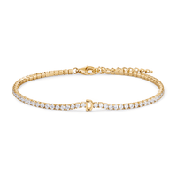 20cm Initial D Cubic Zirconia Tennis Bracelet in 18kt Fine Gold Plated Sterling Silver Bracelets Bevilles 
