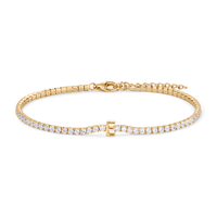 20cm Initial E Cubic Zirconia Tennis Bracelet in 18kt Fine Gold Plated Sterling Silver Bracelets Bevilles 