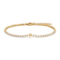 20cm Initial F Cubic Zirconia Tennis Bracelet in 18kt Fine Gold Plated Sterling Silver Bracelets Bevilles 