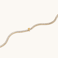 20cm Initial F Cubic Zirconia Tennis Bracelet in 18kt Fine Gold Plated Sterling Silver Bracelets Bevilles 