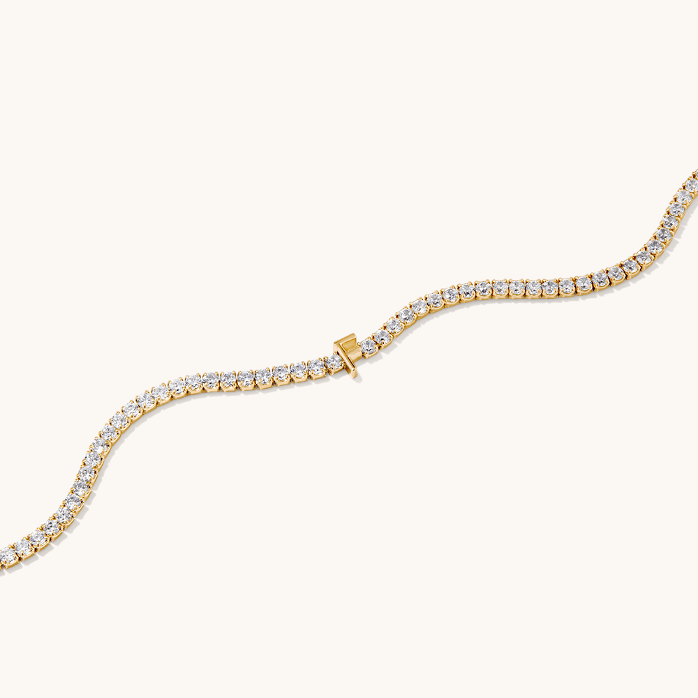 20cm Initial F Cubic Zirconia Tennis Bracelet in 18kt Fine Gold Plated Sterling Silver Bracelets Bevilles 