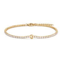 20cm Initial G Cubic Zirconia Tennis Bracelet in 18kt Fine Gold Plated Sterling Silver Bracelets Bevilles 
