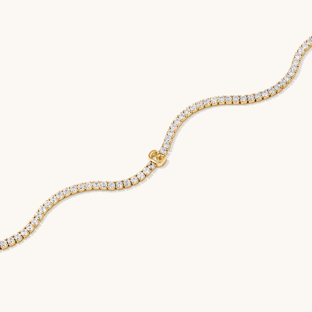 20cm Initial G Cubic Zirconia Tennis Bracelet in 18kt Fine Gold Plated Sterling Silver Bracelets Bevilles 