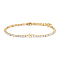 20cm Cubic Zirconia "H" Tennis Bracelet in 18kt Fine Gold Plated Sterling Silver Bracelets Bevilles 