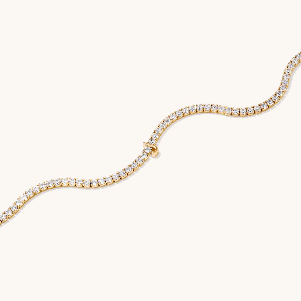 20cm Initial J Cubic Zirconia Tennis Bracelet in 18kt Fine Gold Plated Sterling Silver Bracelets Bevilles 