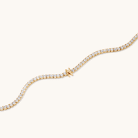 20cm Initial N Cubic Zirconia Tennis Bracelet in 18kt Fine Gold Plated Sterling Silver Bracelets Bevilles 