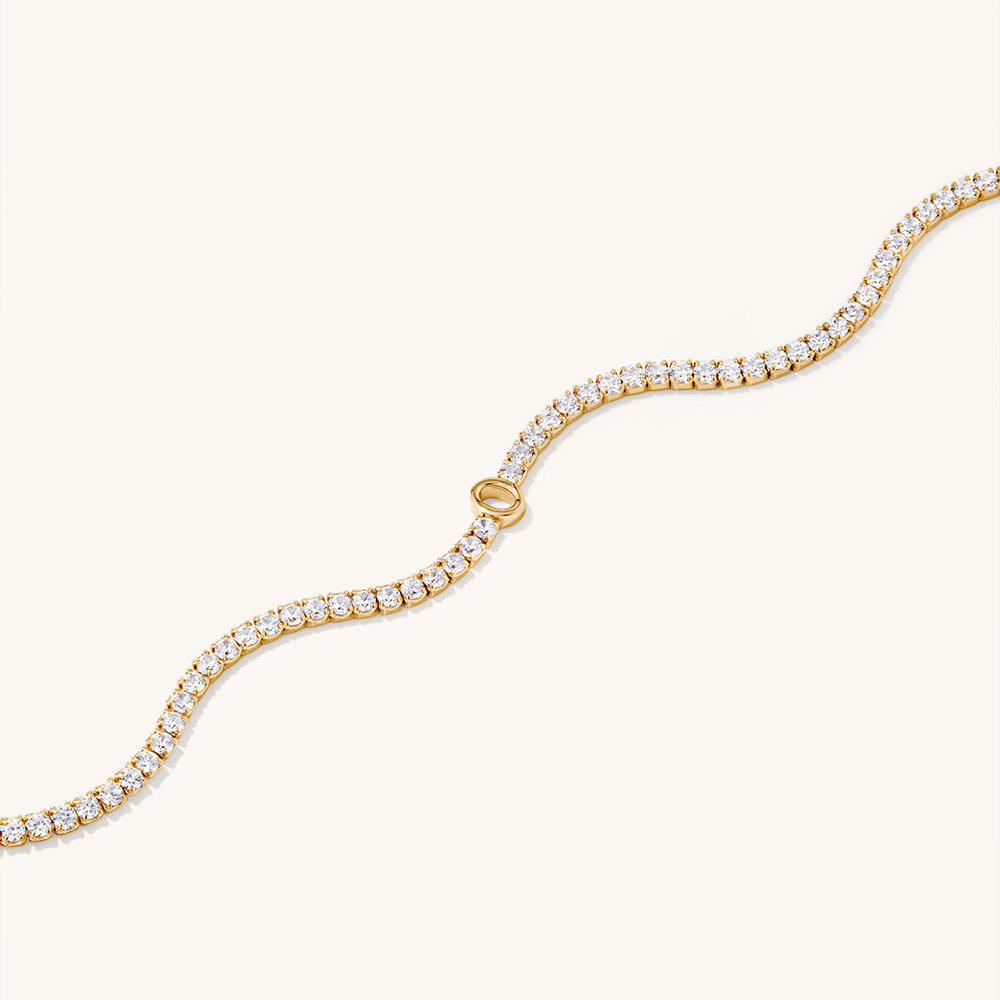 20cm Initial O Cubic Zirconia Tennis Bracelet in 18kt Fine Gold Plated Sterling Silver Bracelets Bevilles 