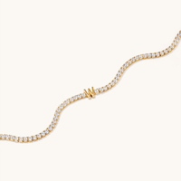 20cm Initial W Cubic Zirconia Tennis Bracelet in 18kt Fine Gold Plated Sterling Silver Bracelets Bevilles 