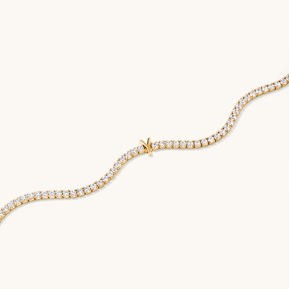 20cm Initial Y Cubic Zirconia Tennis Bracelet in 18kt Fine Gold Plated Sterling Silver Bracelets Bevilles 