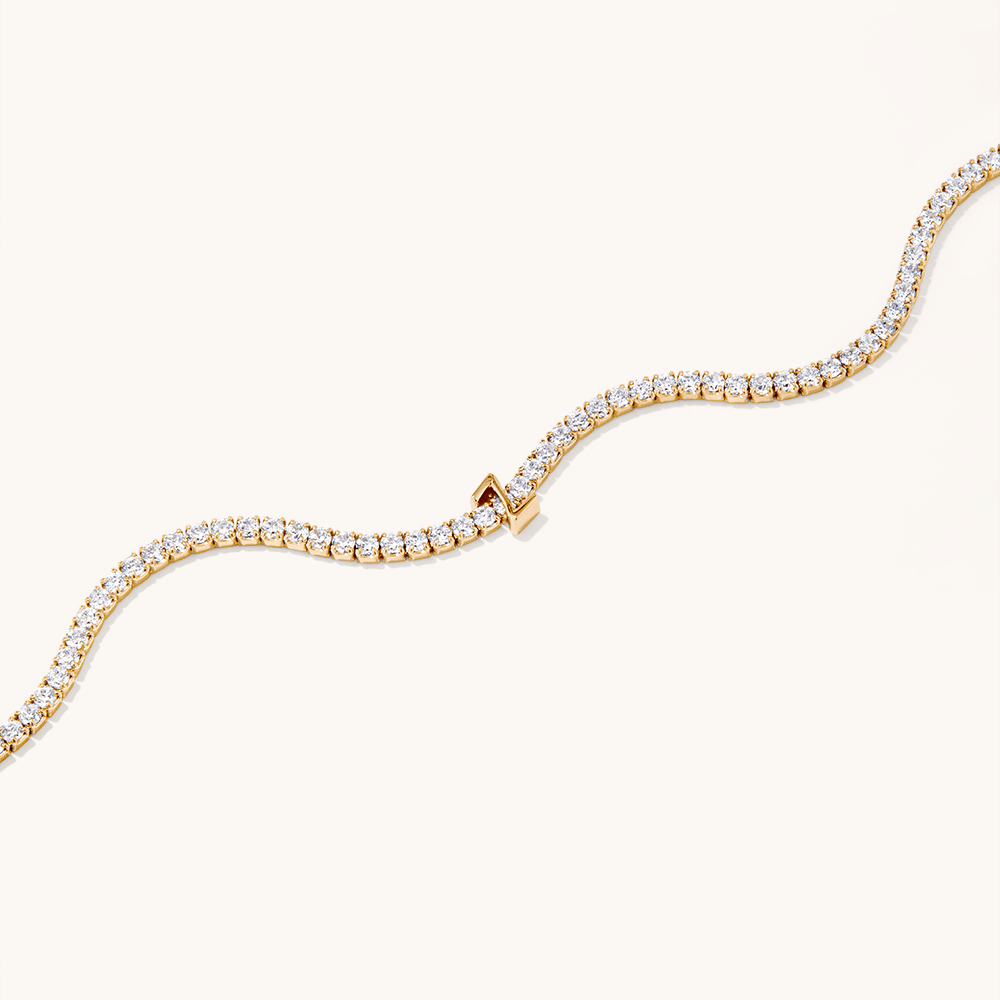 20cm Initial Z Cubic Zirconia Tennis Bracelet in 18kt Fine Gold Plated Sterling Silver Bracelets Bevilles 