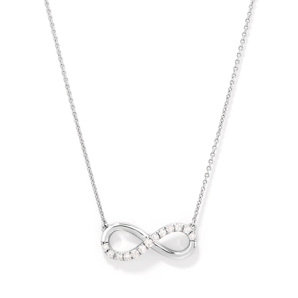 45cm Infinity Pavé Necklace with 0.20tw of Laboratory-Grown Diamonds in Sterling Silver and Platinum Pendants Bevilles 