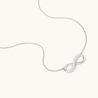 45cm Infinity Pavé Necklace with 0.20tw of Laboratory-Grown Diamonds in Sterling Silver and Platinum Pendants Bevilles 