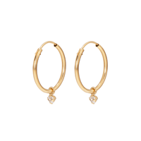 10mm Cubic Zirconia Charm Hoops in 9kt Yellow Gold Earrings Bevilles 