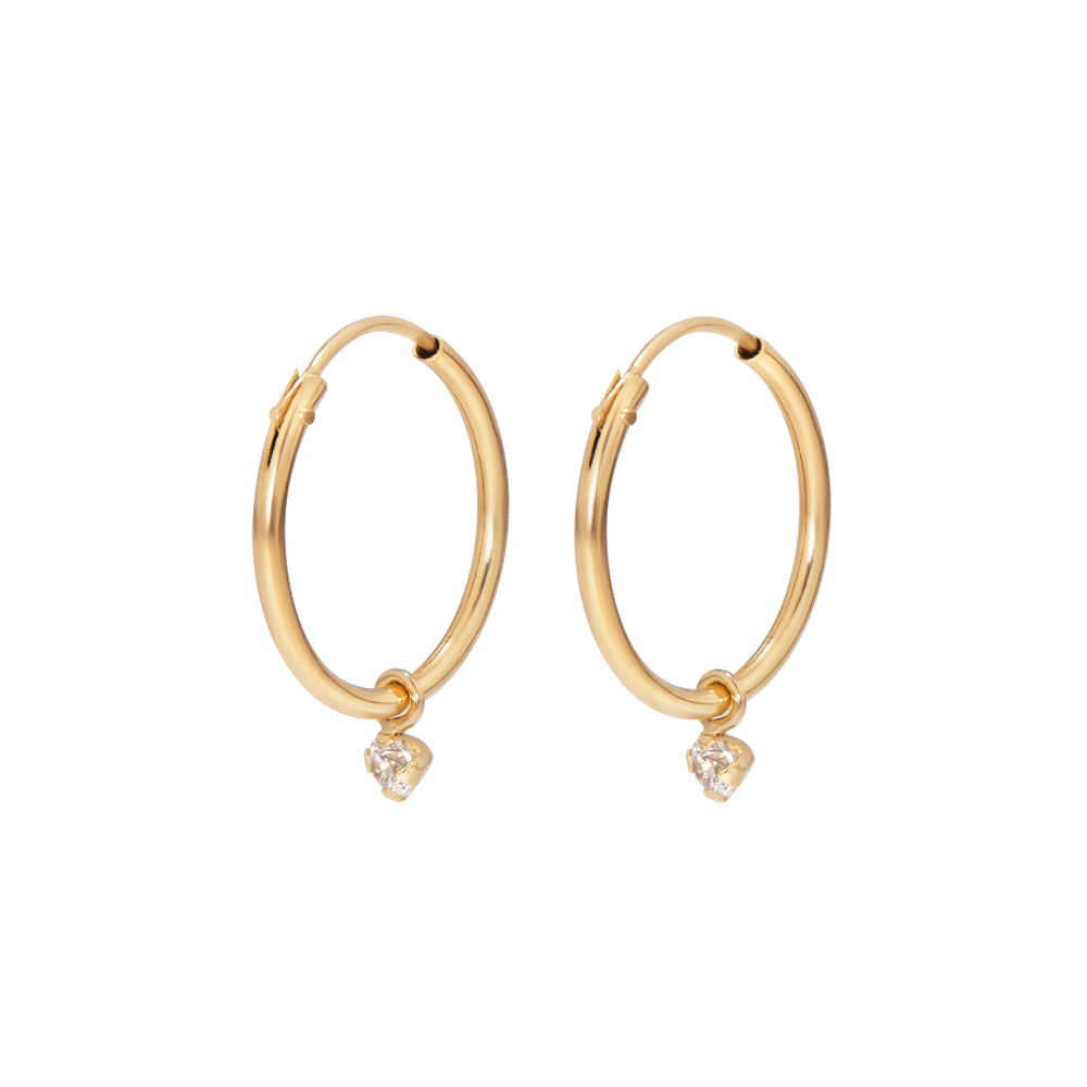 10mm Cubic Zirconia Charm Hoops in 9kt Yellow Gold Earrings Bevilles 