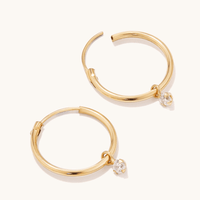 10mm Cubic Zirconia Charm Hoops in 9kt Yellow Gold Earrings Bevilles 