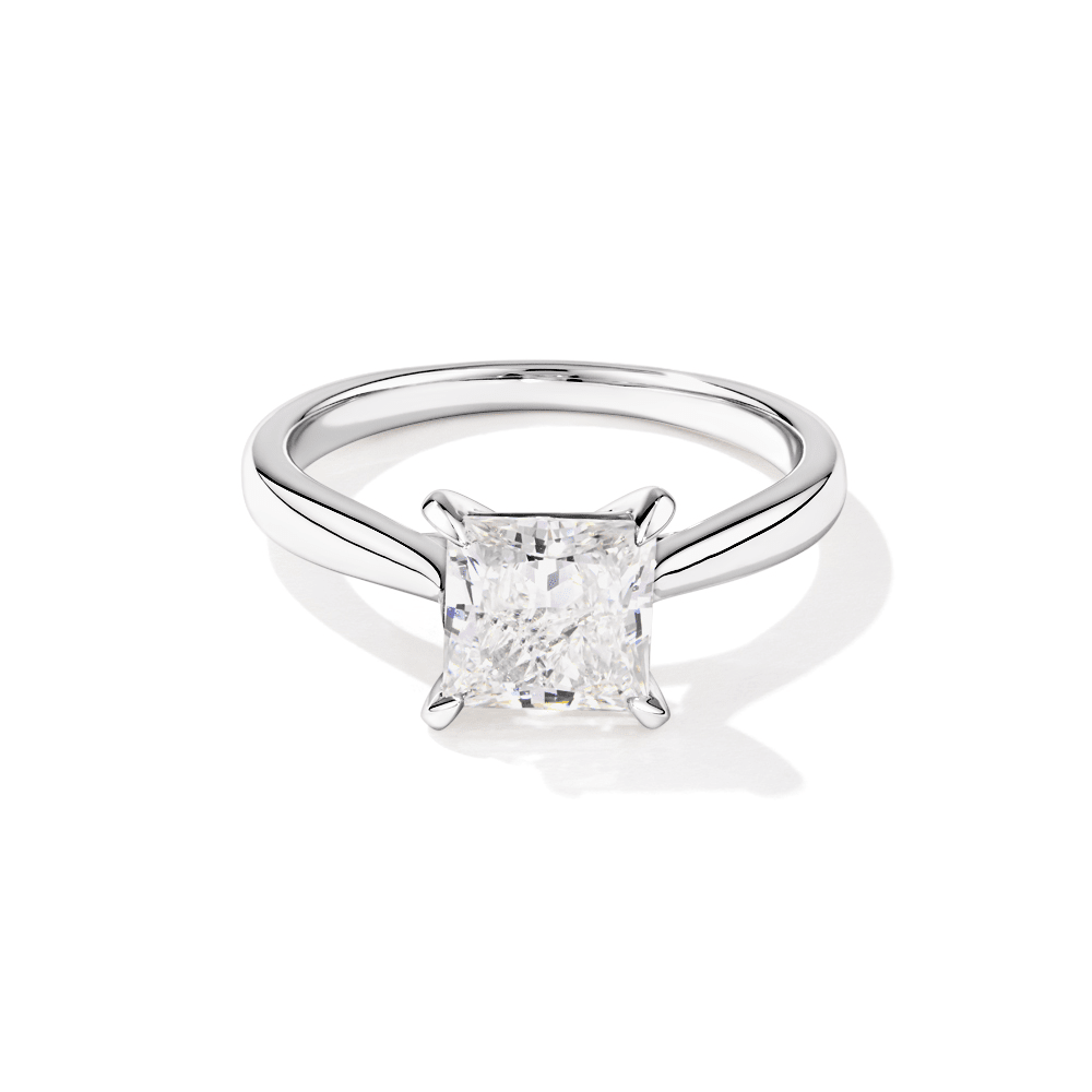 2.00ct Princess Cut Laboratory-Grown Diamond Solitaire Ring in Sterling Silver and Rhodium Rings Bevilles 