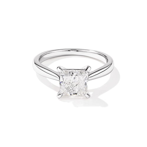 2.00ct Princess Cut Laboratory-Grown Diamond Solitaire Ring in Sterling Silver and Rhodium Rings Bevilles 