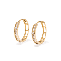 14mm Cubic Zirconia Channel Huggies in 9kt Yellow Gold Earrings Bevilles 