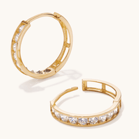 14mm Cubic Zirconia Channel Huggies in 9kt Yellow Gold Earrings Bevilles 