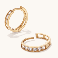 10mm Cubic Zirconia Channel Huggies in 9kt Yellow Gold Earrings Bevilles 