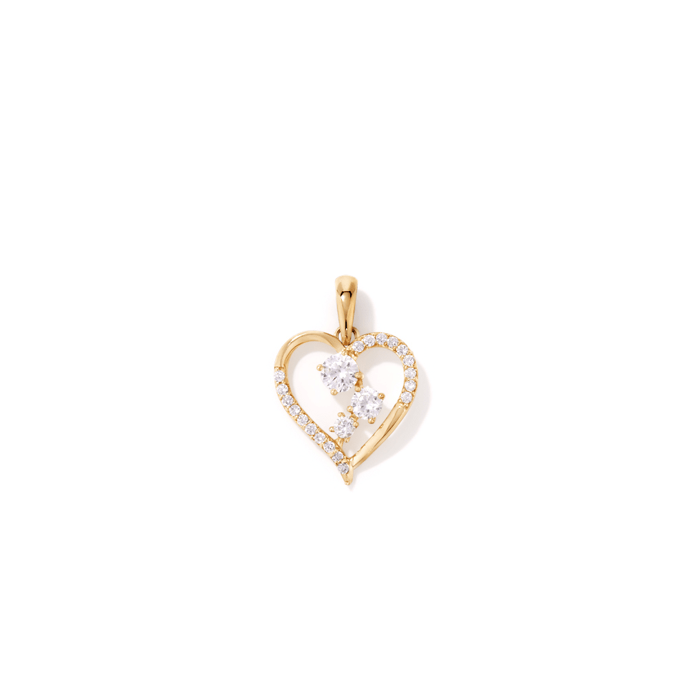 Cubic Zirconia Fancy Heart Pendant in 9kt Yellow Gold Pendants Bevilles 