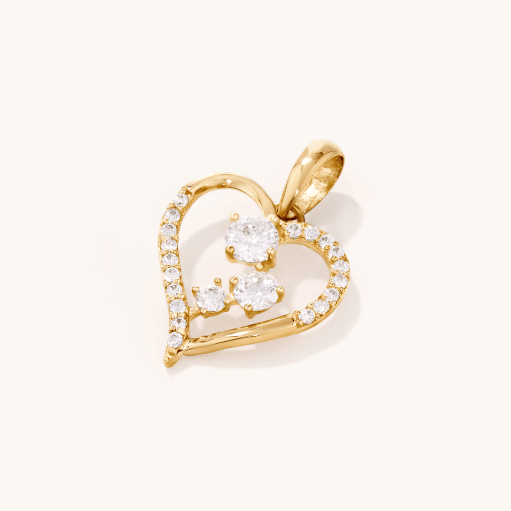 Cubic Zirconia Fancy Heart Pendant in 9kt Yellow Gold Pendants Bevilles 