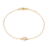 18cm Cubic Zirconia Bezel Heart Bracelet in 9kt Yellow Gold Bracelets Bevilles 