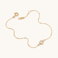 18cm Cubic Zirconia Bezel Heart Bracelet in 9kt Yellow Gold Bracelets Bevilles 