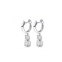 Drop Hoop Earrings with 1.00tw of Laboratory-Grown Diamonds in Sterling Silver and Rhodium Earrings Bevilles 