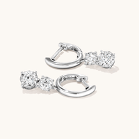 Drop Hoop Earrings with 1.00tw of Laboratory-Grown Diamonds in Sterling Silver and Rhodium Earrings Bevilles 