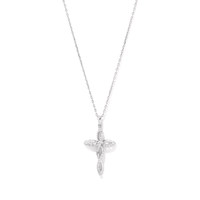 45cm Plaited Cross Pendant Necklace with 0.20tw of Laboratory-Grown Diamonds in Sterling Silver and Platinum Pendants Bevilles 