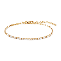 19cm Tennis Bracelet in 18kt Fine Gold Plated Sterling Silver Bracelets Bevilles 