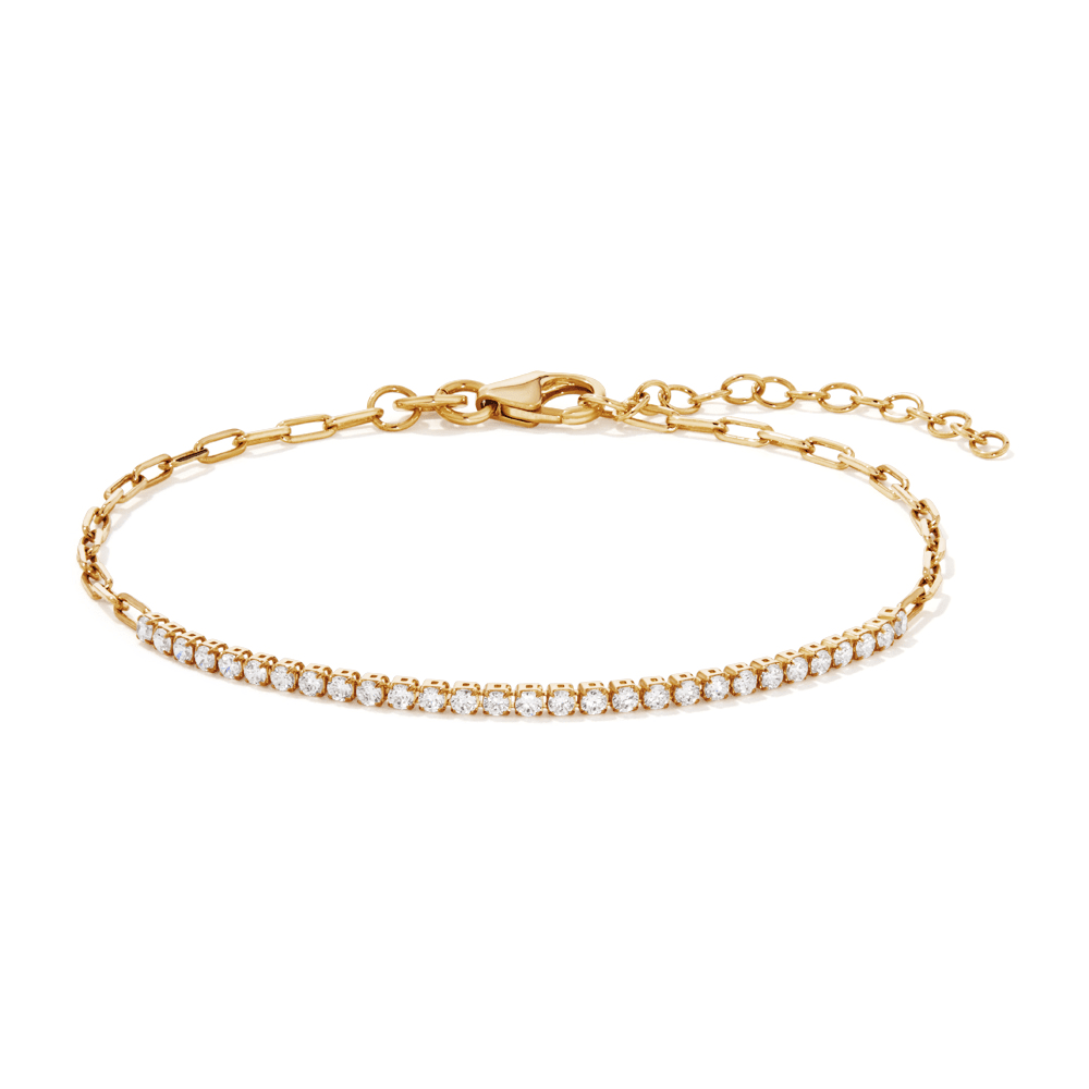 19cm Tennis Bracelet in 18kt Fine Gold Plated Sterling Silver Bracelets Bevilles 