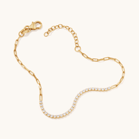 19cm Tennis Bracelet in 18kt Fine Gold Plated Sterling Silver Bracelets Bevilles 