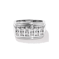 Men's Cluster Tablet Ring with 1.00tw of Laboratory-Grown Diamonds in Sterling Silver and Rhodium Rings Bevilles 